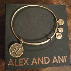 Alex and Ani initial "M" gold tone bangle